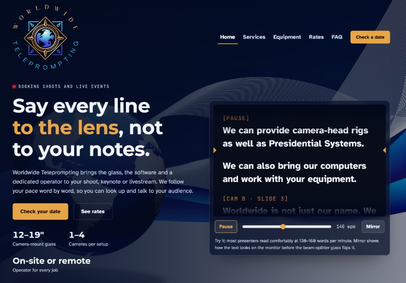 Worldwide Teleprompting website