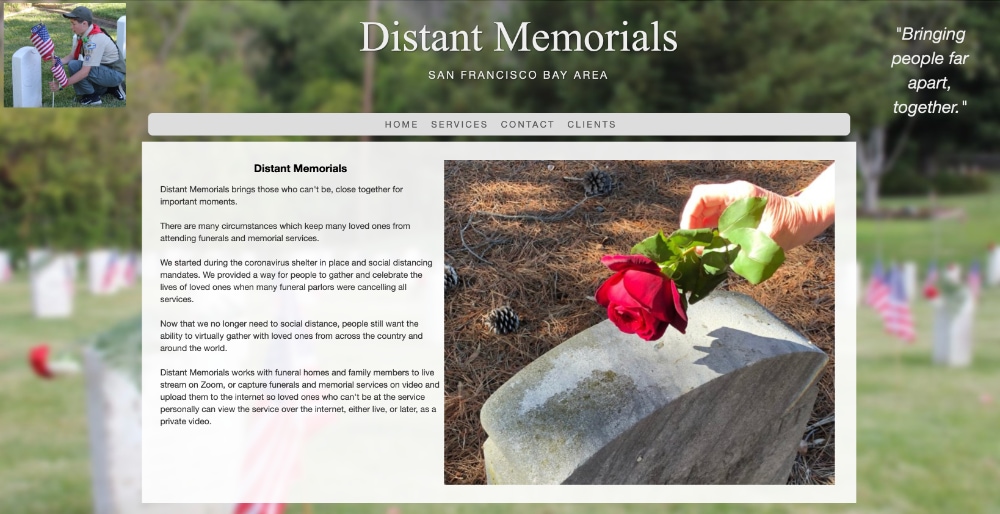 Distant Memorial website